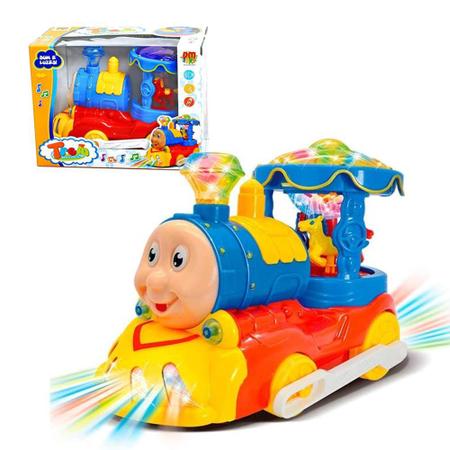 Kit 3 Brinquedo Trem Thomas Trenzinho Infantil Luz Som Bate