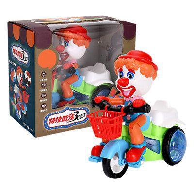 Imagem de Brinquedo Triciclo Palhaço Bate E Volta Empina Gira 360 Com Sons Luz
