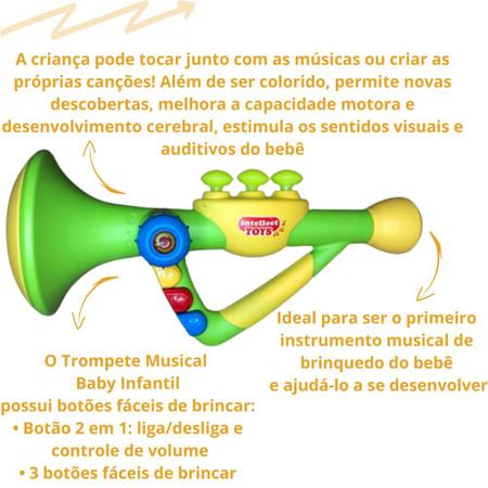 Imagem de Brinquedo Trompete Infantil Musical Com Luz E Som 