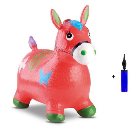 Imagem de Brinquedo Upa Upa Cavalo ou Boi com Som + Bomba de Ar manual - Bee Toys