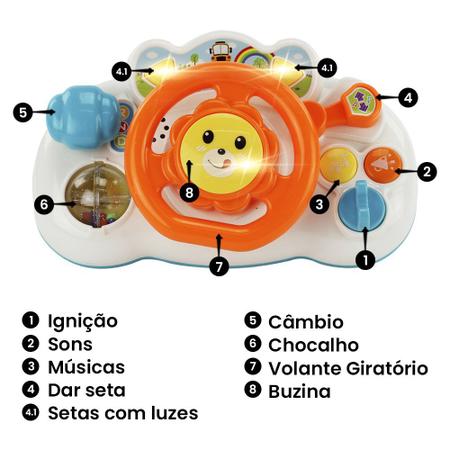 Brinquedo do volante do carro, Volante Para Carrinho, Brinquedo musical  educativo para bebê com luz e som para brincar de faz de conta, jogo  educativo para presente de aniversário Sritob : 