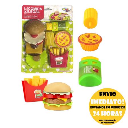 comida brinquedo - Playset hambúrguer infantil realista com