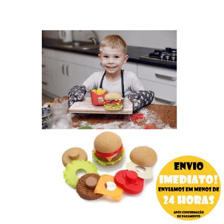 comida brinquedo - Playset hambúrguer infantil realista com