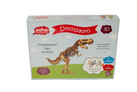 Quebra cabeça Dinossauro 3D para pintar e brincar 55 pçs