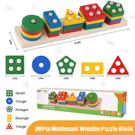 Imagem de Brinquedos empilháveis Montessori DPTOYZ para meninos e meninas de 1 a 4 anos