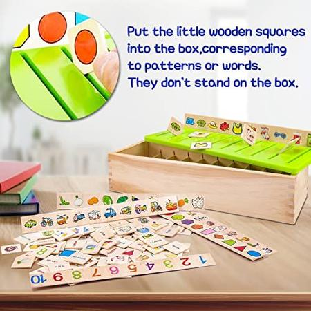 Imagem de Brinquedos Montessori de Madeira para Crianças Classificando Caixa De Brinquedos Educacionais Pré-Escolares Atividades de Aprendizagem de Pré-Escola De Ensino Infantil Atividades Que combinam Habilidades Motoras Finas STEM para crianças meninos de 3 5