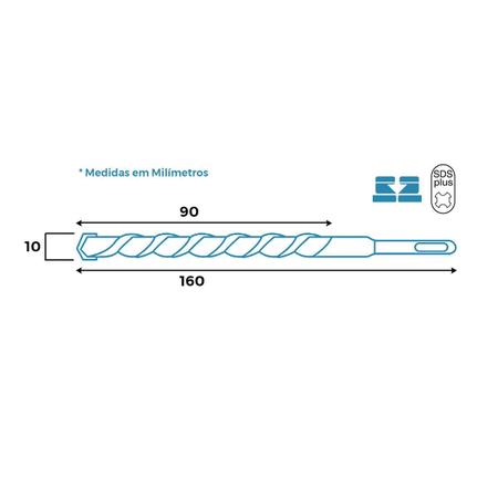 Imagem de Broca Concreto Widea Bosch Makita Dewalt Sds Plus 10 X 160mm