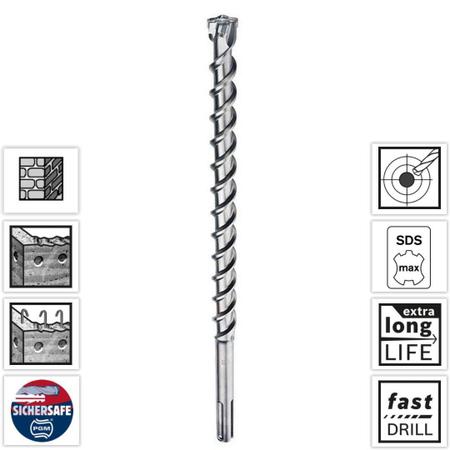 Broca De Videa Sds Max-8 12,0Mm 200/340 Bosch - 2608578602 Imagem de Broca De Videa Sds Max-8 12,0Mm 200/340 Bosch - 2608578602