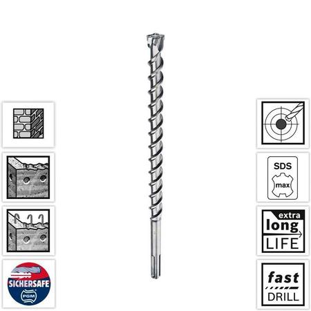 Broca Videa Sds Max 4 Pontas Max-8 14,0Mm 200/340Mm Bosch Imagem de Broca Videa Sds Max 4 Pontas Max-8 14,0Mm 200/340Mm Bosch