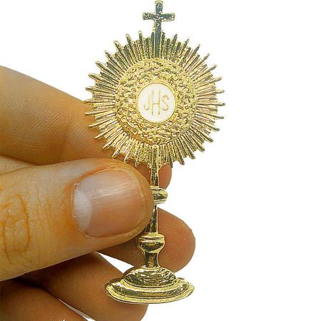 Imagem de Broche Ostensório Jhs Pequeno Ministro Da Eucaristia 7cm