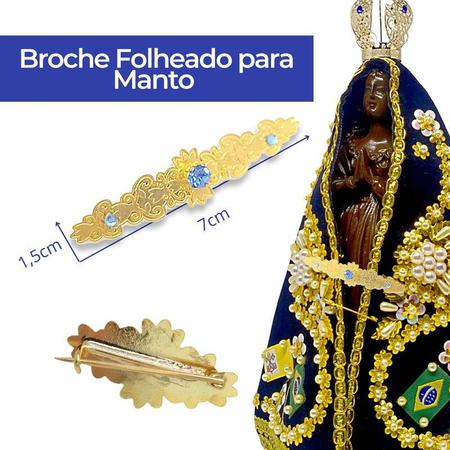 Imagem de Broche para Manto de Nossa Senhora Aparecida Folheado 7cm