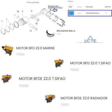 Imagem de Bronzina Da Biela Do Motor BFDE 22.0 Radiador Buffalo