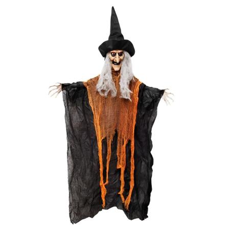 Decoração Halloween Assustadora Bruxa Com Sensor de Presença