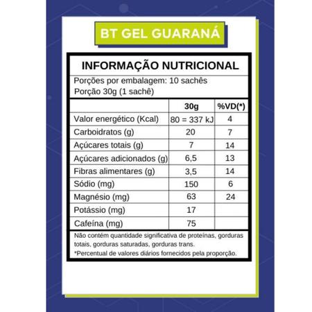 Imagem de Bt Gel Repositor Energético Dobro Guaraná E Cafeína 10 Unidades 30g