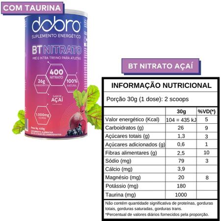 Suplemento Energético BT Nitrato 400 em pó Carboidrato Beterraba