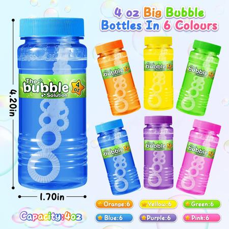 Imagem de Bubble Bottles V-Opitos, pacote com 24 varinhas, solução de 4 onças, 6 cores