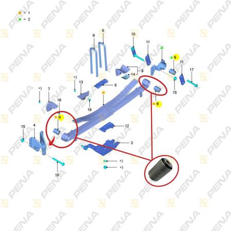Bucha Feixe De Mola Traseiro Ford Cargo 1119 2013 a 2021 - PENA BORRACHAS Imagem de Bucha Feixe De Mola Traseiro Ford Cargo 1119 2013 a 2021