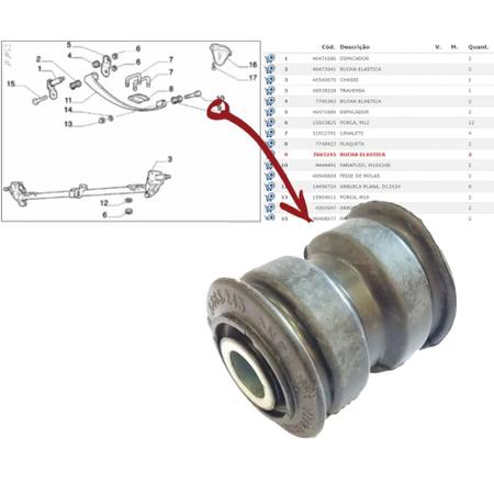 Imagem de Bucha Maior Feixe de Mola Traseiro Fiat Fiorino e Strada Original