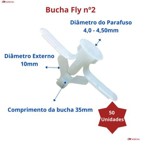 Imagem de Bucha Para Gesso Fly Nº2 (4 A 16mm) - Kit C/50
