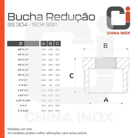 Imagem de Bucha reducao inox 304 150 bsp 1.1/2'' x 1.1/4''