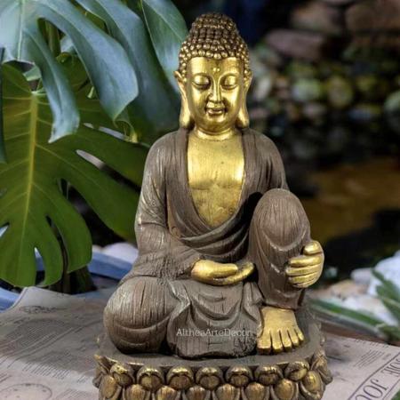 Imagem de Buda Decorativo Estátua Grande Enfeite Sala Jardim Resina