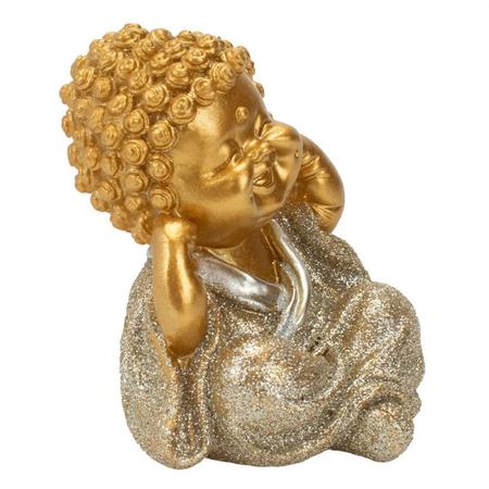 Imagem de Buda Trio Da Sabedoria Dourado 9cm - Enfeite Decorativo Resina