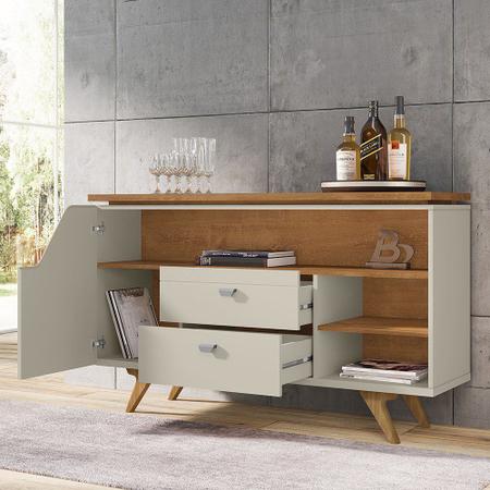 Imagem de Buffet Aparador Sala de Estar Jantar 136cm Laisa B02 Off White/Naturalle - Mpozenato