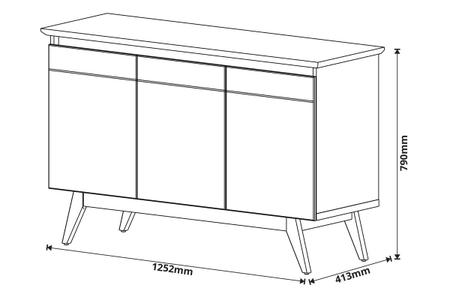 Imagem de Buffet Classic 3 Portas Off White com Nature - Imcal Móveis