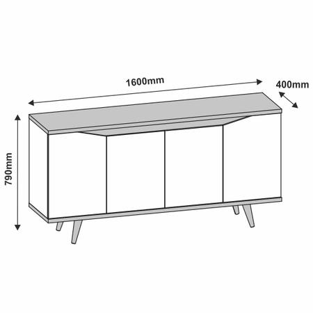 Imagem de Buffet grace com 4portas e amplo espaço cinza perola/noce