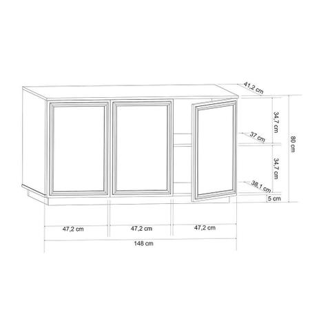 Imagem de Buffet Liege Boiserie 3 PT Preto