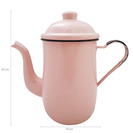 Imagem de Bule Aço Esmaltado Para Café Chá 1,25 Litros Tradicional Rosa