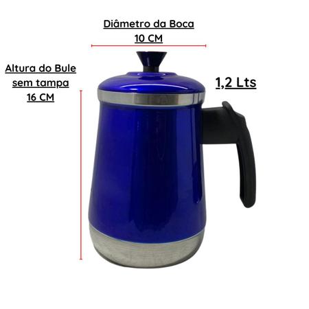 Imagem de Bule Com Mancebo Suporte Coador De Café colorido Retro em Alumínio Mariquinha Cafeteira Com Caixa