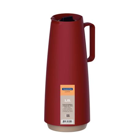 Imagem de Bule Garrafa Térmica Exata 1L Para Café E Cha Etc Tramontina 61636/103 - Vermelho