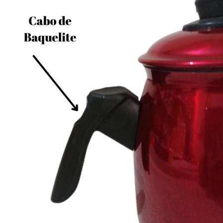 Imagem de Bule Médio N6 Fervedor Para Chá Café Alumínio Forte Polido Colorido Vermelho Preto .