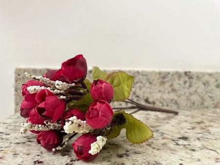 Imagem de Buque Casamento Botão Rosa 15 Flores Artificiais P/ Arranjos
