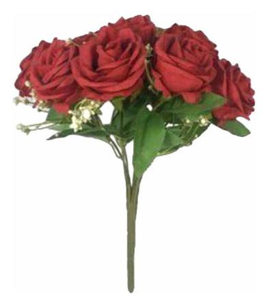 Imagem de Buquê De Flores Artificial Com 9 Flores Muito Realista Decorações Arranjos Buquê de Noivas 