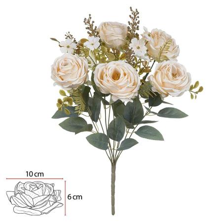 BUQUE DE FLORES ROSA CABBAGE X9 CREME OUTONO 47cm - Flor Arte Imagem de BUQUE DE FLORES ROSA CABBAGE X9 CREME OUTONO 47cm