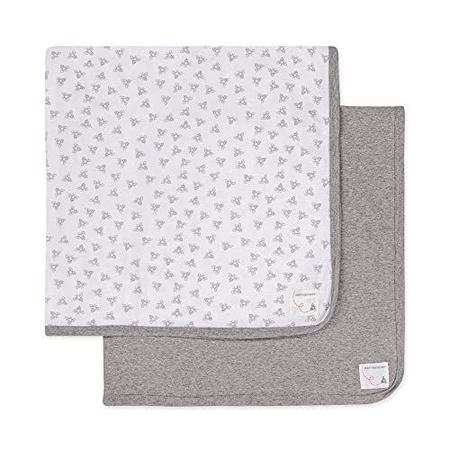 Imagem de Burt's Bees Baby - Cobertores, Conjunto de 2, 100% Algodão Orgânico Swaddle, Carrinho, Cobertores Receptores (Heather Grey Solid + Honeybee Print) , 29x29 Polegada (Pack of 2)