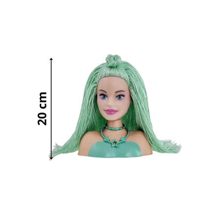 Imagem de Busto Barbie Mini Styling Head Special Hair Cabelo de Tricô 15cm - Pupee ref. 1214