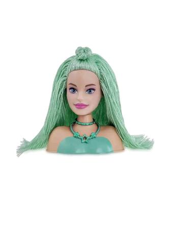 Imagem de Busto Barbie Mini Styling Head Special Hair Cabelo de Tricô 15cm - Pupee ref. 1214