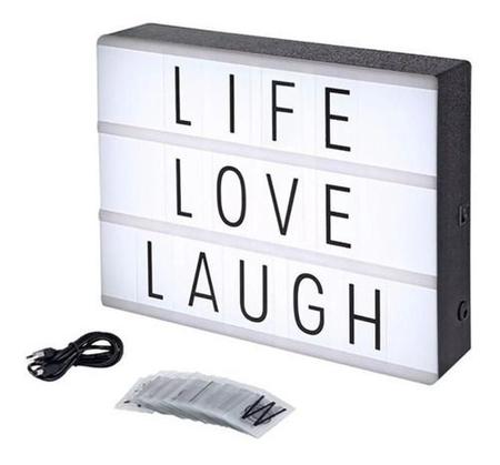 Imagem de Bx6-letreiro Quadro Led Light Box 10x15cm Com Letra E Para Mesa Ou Parede