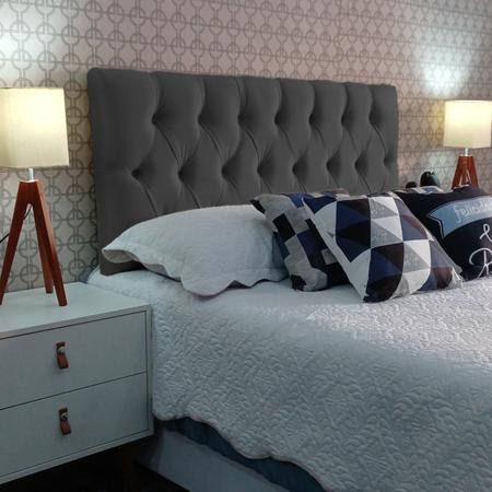Cabeceira 140 Cama Box Luna Capitone Cinza Suede Painel RBL Imagem de Cabeceira 140 Cama Box Luna Capitone Cinza Suede Painel RBL