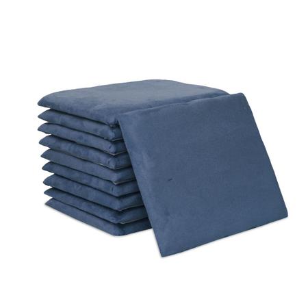 Imagem de Cabeceira 3D Acolchoada Para Parede Cama Casal Modulo Quadrado Azul 12 peças