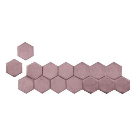 Imagem de Cabeceira 3D Acolchoada Solteiro Hexagonal Rose 7 Peças