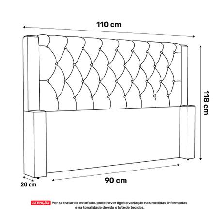 Imagem de Cabeceira Atena Para Cama Box Solteiro 90cm Capitonê com Frame Linho Cacau - Desk Design