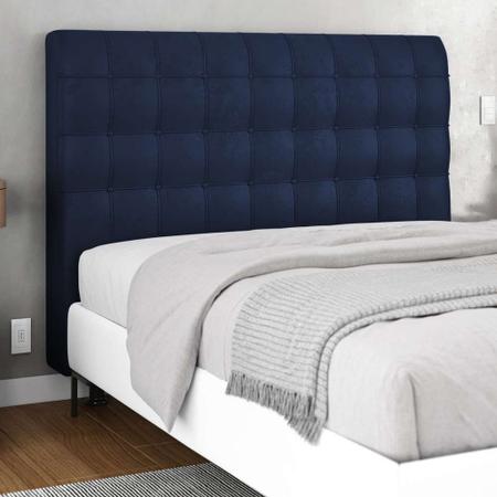 Imagem de Cabeceira Cama Box Casal Ciara 140cm Botonê com Frame Suede Azul Marinho - Abmaza