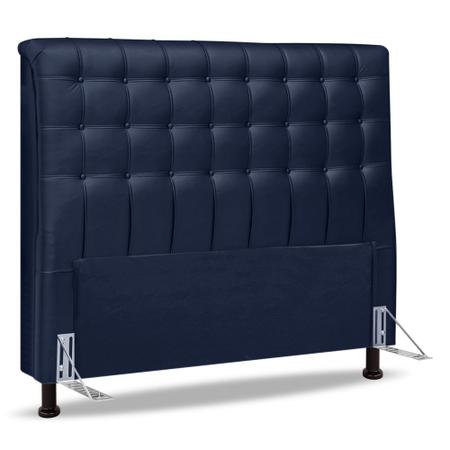 Imagem de Cabeceira Cama Box Casal Ciara 140cm Botonê com Frame Suede Azul Marinho - Abmaza