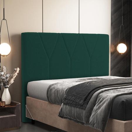 Imagem de Cabeceira Cama Box Casal King 195 cm Aurora W01 Bouclê Verde - Lyam Decor