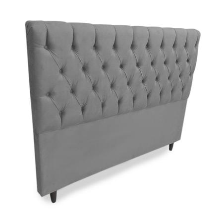 Cabeceira Cama Box Casal King 195cm Nicole Capitonê Suede Cinza - Sheep Estofados Imagem de Cabeceira Cama Box Casal King 195cm Nicole Capitonê Suede Cinza - Sheep Estofados