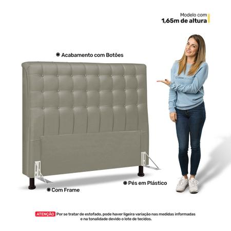 Imagem de Cabeceira Cama Box Casal King Size Ciara 195cm Botonê com Frame Sintético Bege - Abmaza